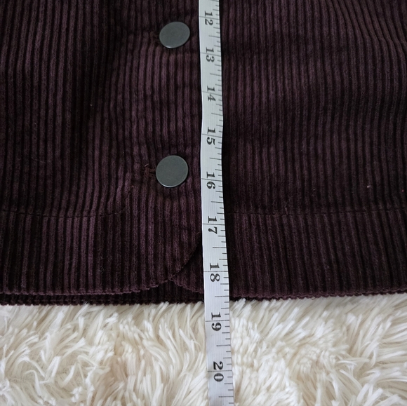 Loft Plum Cordouroy Button Down Mini Skirt size 8 - Picture 9 of 11